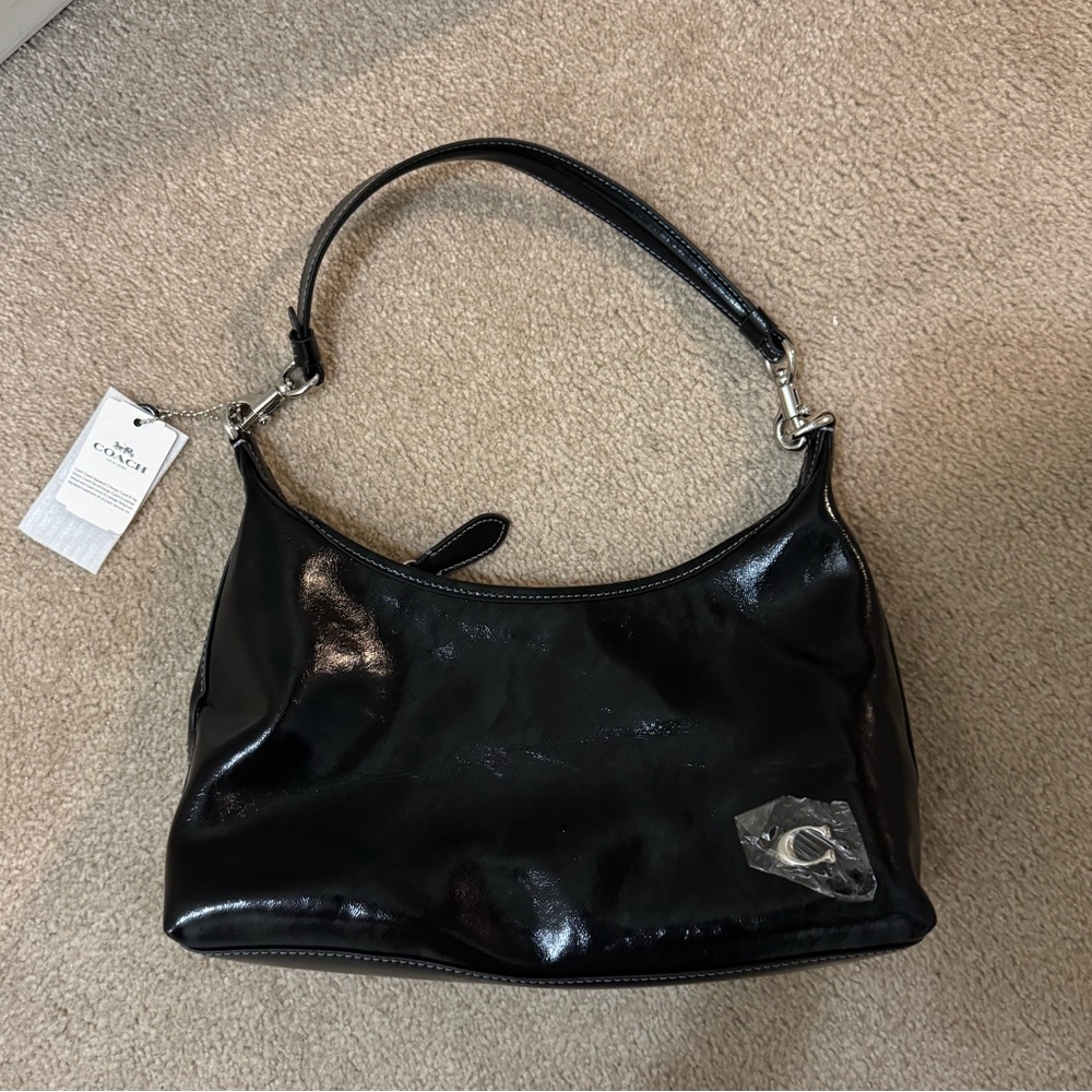 Large Black Faux Leather Purse